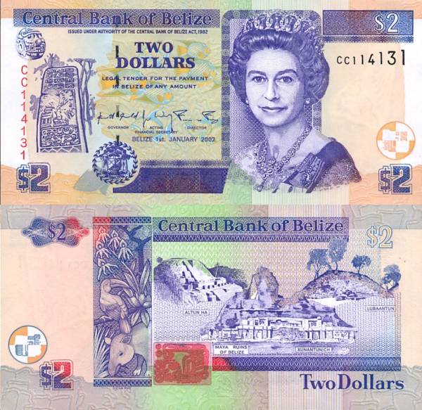 Belize p60b 2 Dollars 2002