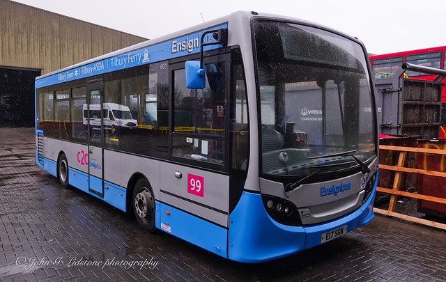 Now the only ADL Enviro200 (classic) in the Ensignbus fleet, Tilbury ferry link 99 special 601, E17 SGN