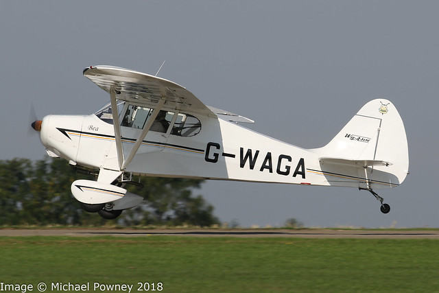 G-WAGA - 1987 build Wag-Aero Wagabond, departing from Sywell during the 2018 LAA Rally