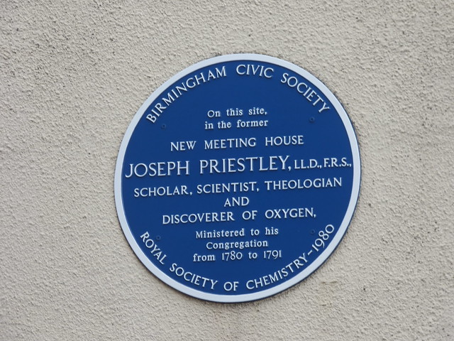 New Meeting House - Joseph Priestley restored blue plaque