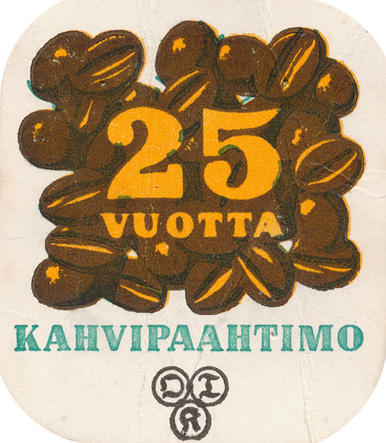 Kahvipakettikortti, coffee package card. 25v