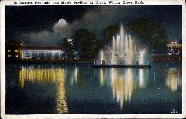 Electric Fountain and Music Pavilion at Night, Willow Grove Park (1924)