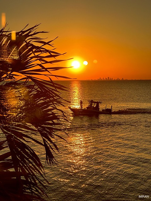 Beautiful Bay Boating Magnificent Marine Moment Stunning Sunset Silhouette - IMRAN™