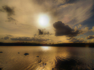 BLACK CLOUDS AT SUNSET  KERNAN LAKE GILFORD CO DOWN  NORTHERN IRELAND