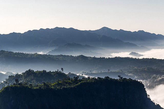 Beautiful scenery of mist with mountain range at Bandarban
