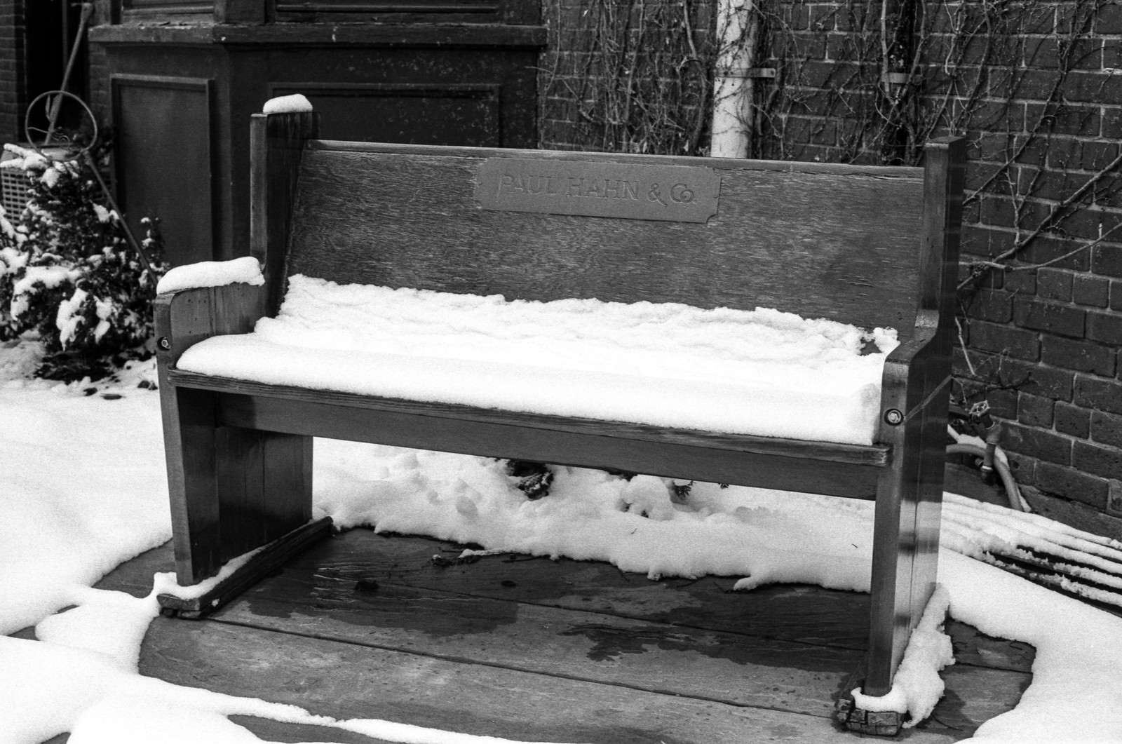 Snow Covered Bench  By the Piano Store Mar 2023_