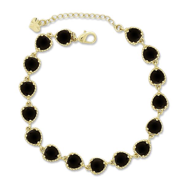 14K White Gold Round Gemstones Anklet Bracelet 9.5 Inches 14K White Gold Round Gemstones Anklet Bracelet 9.5 Inches