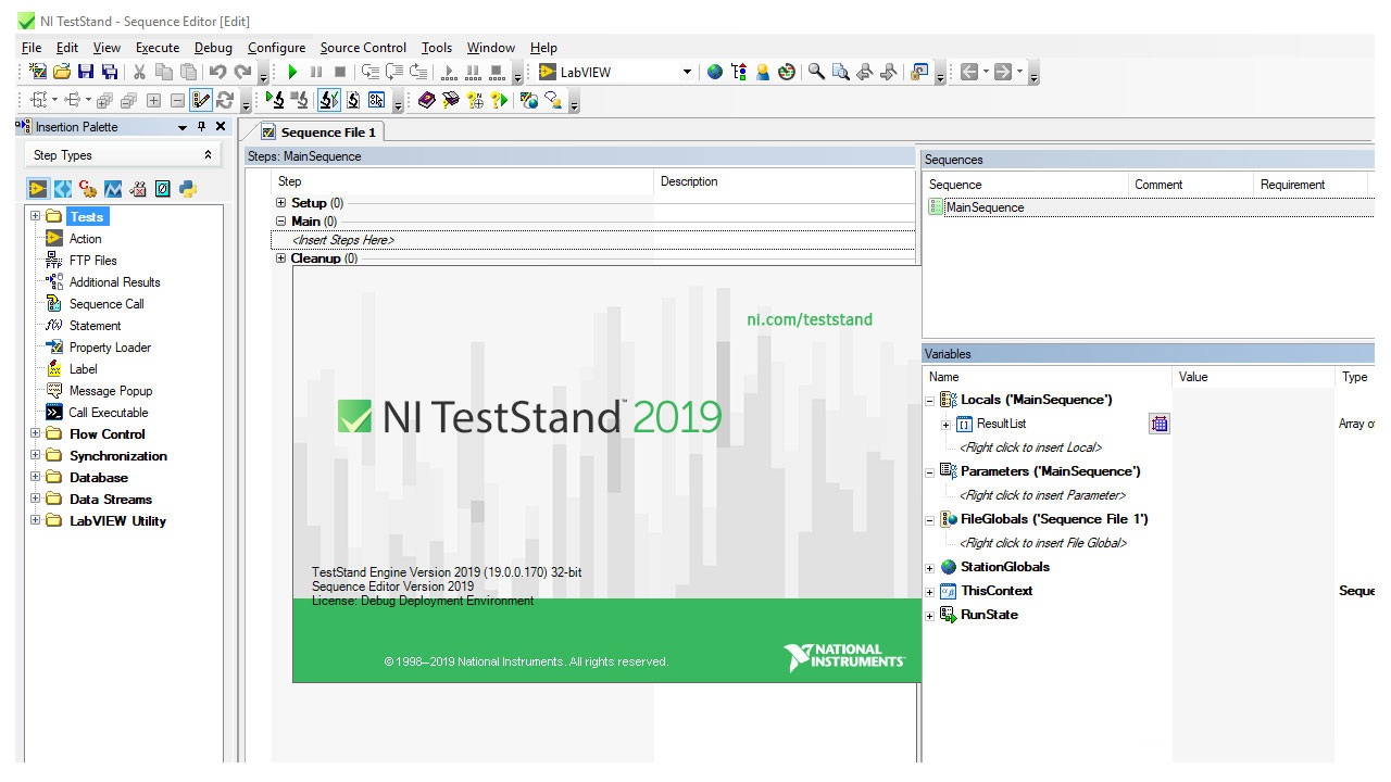 Working with NI TestStand 2019 v19.0.0 full license