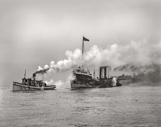 A tow entering the St. Clair Ship Canal, circa 1905