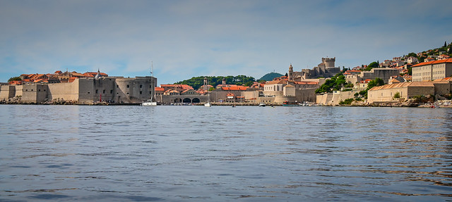 Panorama view of Old Town along the Adriatic Sea  - Dubrovnik Croatia