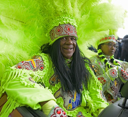 Big Chief Monk Boudreaux at Uptown Super Sunday 2023. Photo by Charlie Steiner.