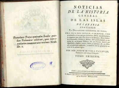 2 Il frontespizio del primo volume della grande opera di Viera y Clavijo sulla storia delle Canarie
