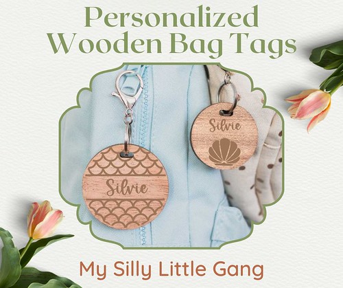 Personalized Wooden Bag Tags #MySillyLittleGang