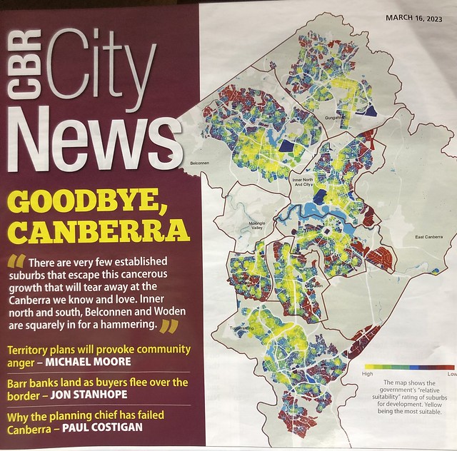 Article about the over development and infill plans for Canberra.