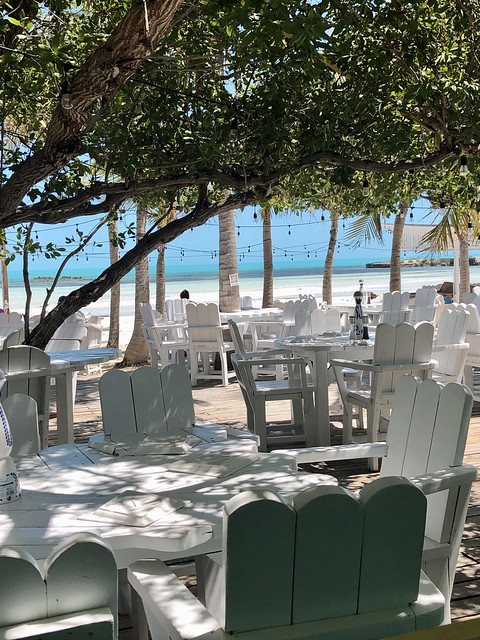 Tables by the beach, Bugaloos restaurant, Providenciales, Turks and Caicos