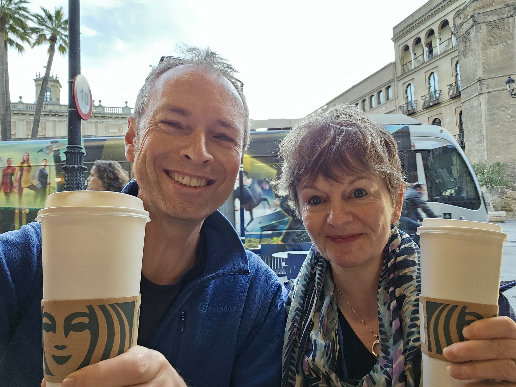 The Vickster and me at Starbucks in Seville