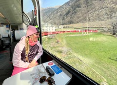 Jízda Bernina Expressem po kruhovém vidaduktu Brusio