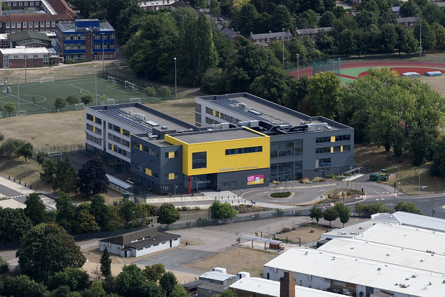 Abbeygate Sixth Form College aerial image - Bury St Edmunds