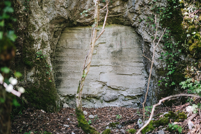 Concrete seal of former Yugoslav army tunnels in Gornjak gorge
