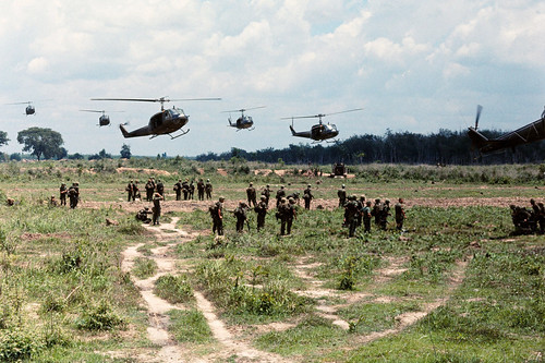 Vietnam War 1966 - Soldiers Running to Their Helicopters