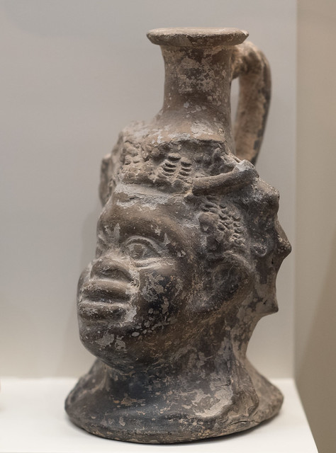 Terracotta balsamarium in the form of a man's head