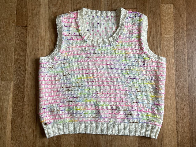 Knitting:  Huxley Vest in All the Bright Colors!