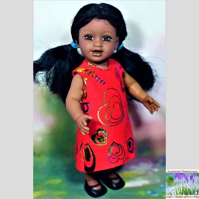 Макензи, Mackenzie, mini-Adora, black-doll, doll-8”, 20-cm, карие-глаза, smiling-doll, black-hair, 2006, Sandy's-Adora-Ble-Friends-Line