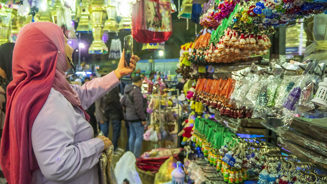 Taking a Selfie at Ramadan Market in Cairo's El-Seyada Zeinab