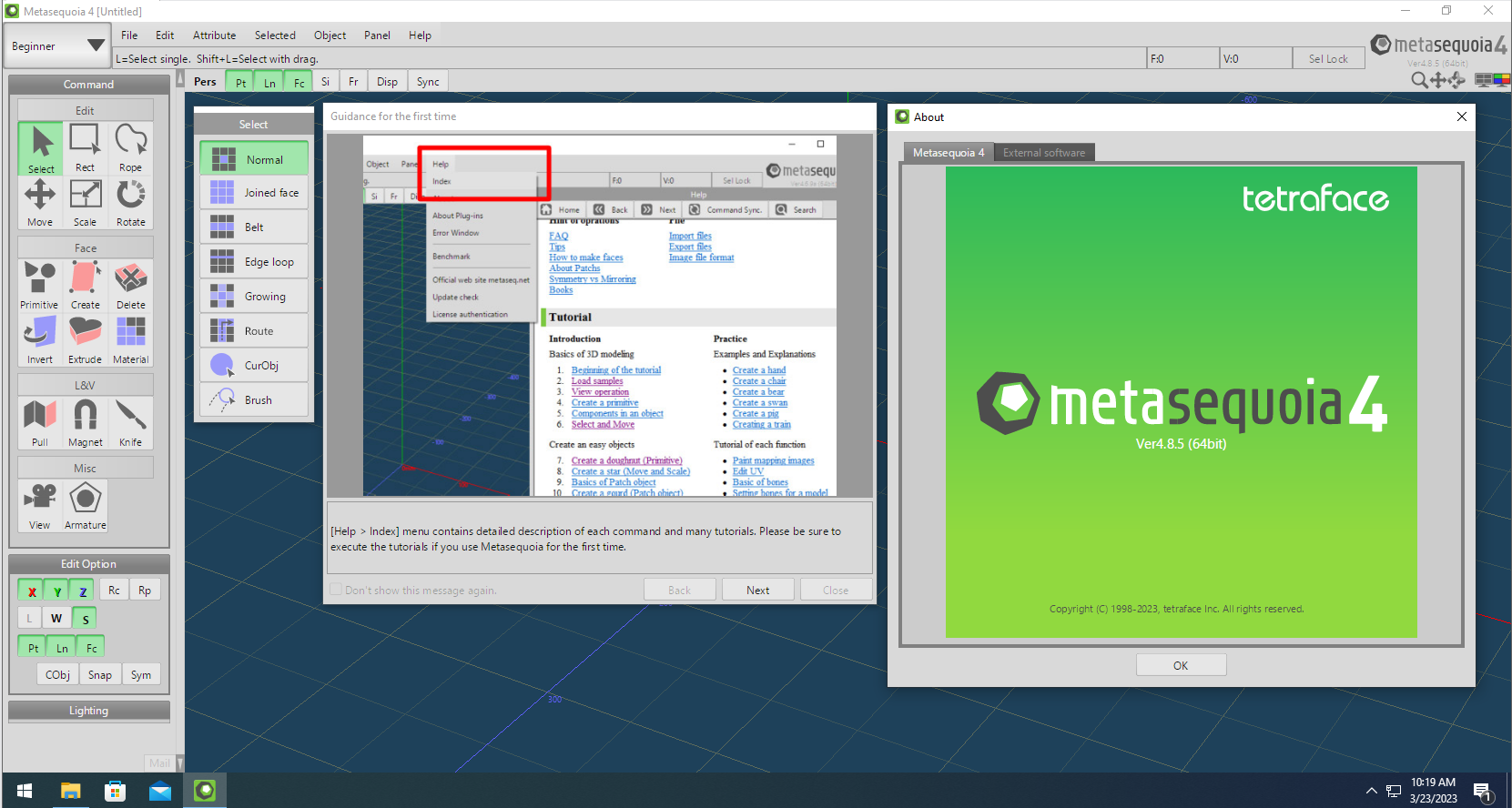 Working with Tetraface Inc Metasequoia 4.8.5 full license