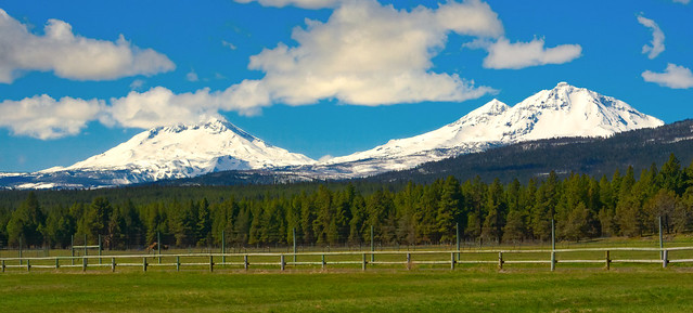 Three Sisters Mountains from Sisters Oregon