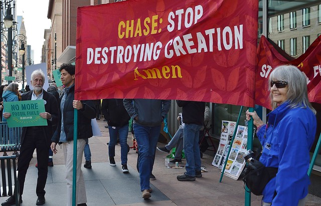 Environmental activists of faith call on Chase Bank to stop investing in fossil fuels.