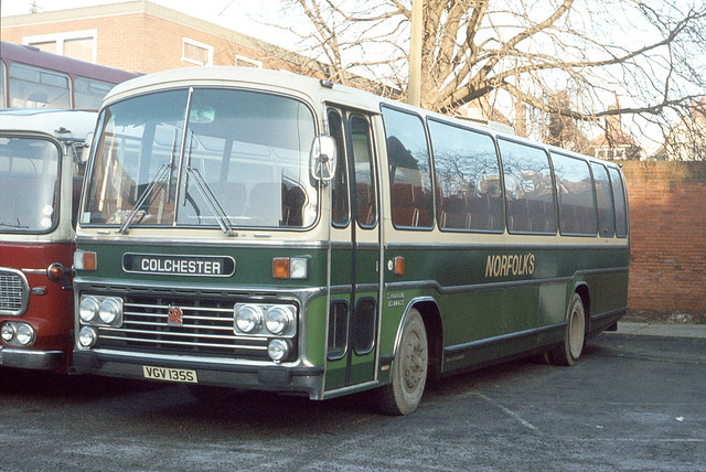 W. Norfolk . Nayland , Suffolk . VGV135S . Colchester Bus Park , Essex . January-1978