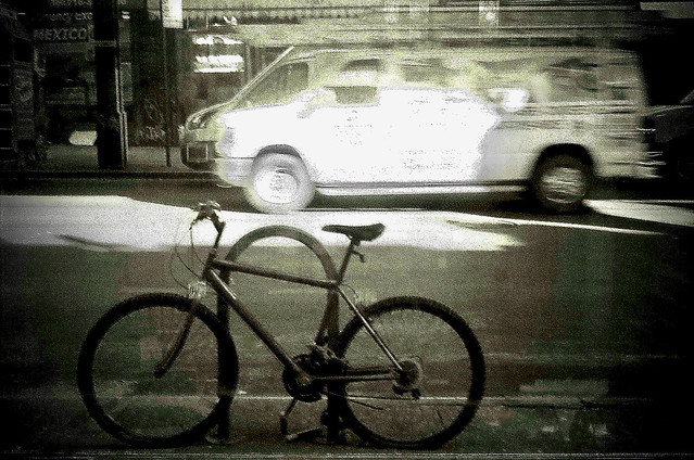 Bicycle against morning light