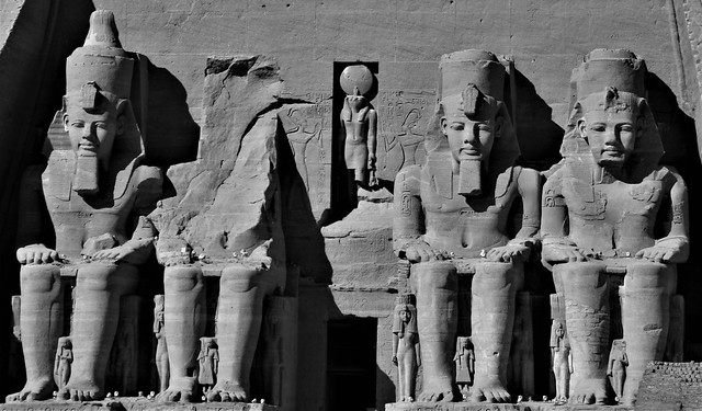 Black & White, The Great Temple, Abu Simbel, Aswan, Egypt.