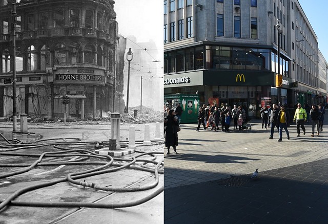 Whitechapel at Lord Street, 1941 and 2023