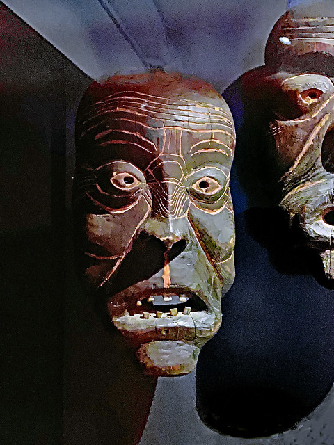 Greenland. Nuuk's Ethnographic Museum. Ancient Inuit Wooden Masks.