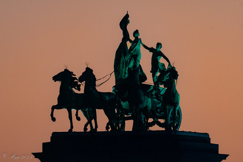 brussels belgium statue quadriga bronze gold green sunrise art zoom closeup travel sky scene