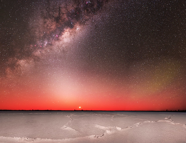 Milky Way & Zodiacal Light at Astronomical Dawn - Cowcowing Lakes, Western Australia