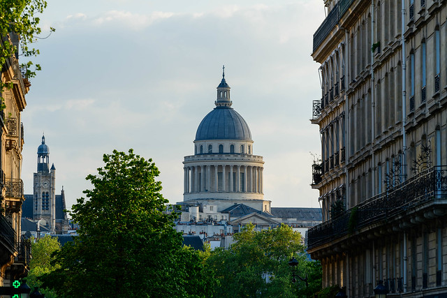 The Pantheon , in Europe, in France, in Ile de France, in Paris, in summer, on a sunny day.