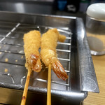 Deep-fried prawn skewers from Tenshichi @ Kitasenju