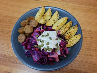 Pan-Fried Red Cabbage with Herby Tofu Mayo