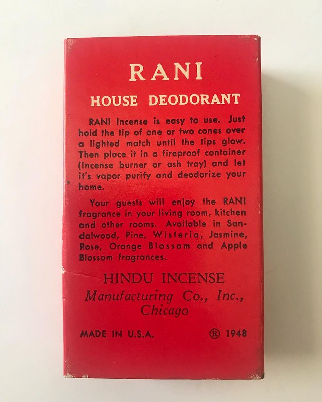 RANI Hindu Incense (back)