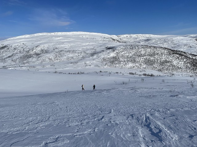 På ski ned Trehørningen på Kvaløya