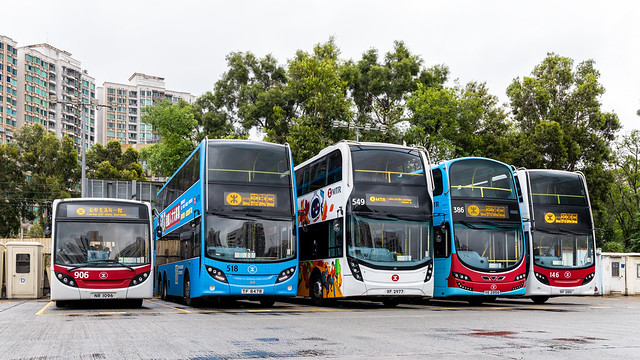 MTR Bus line up at depot