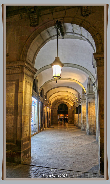 Colonnade, Carrer de Colom, Barcelona, Catalonia, Spain