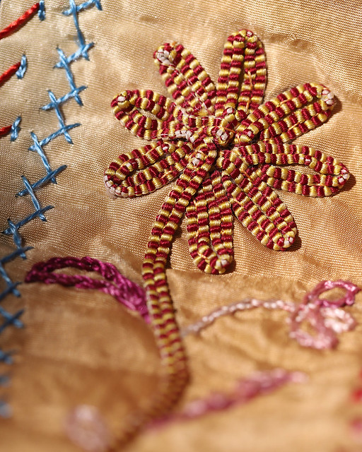 Embroidery on Crazy Quilt, circa 1902