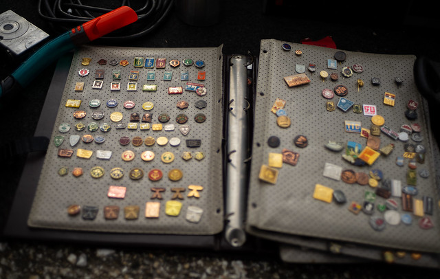Notebook with badges