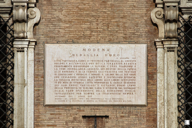 #9834 Modena, targa Medaglia d'Oro, marmo, accademia militare