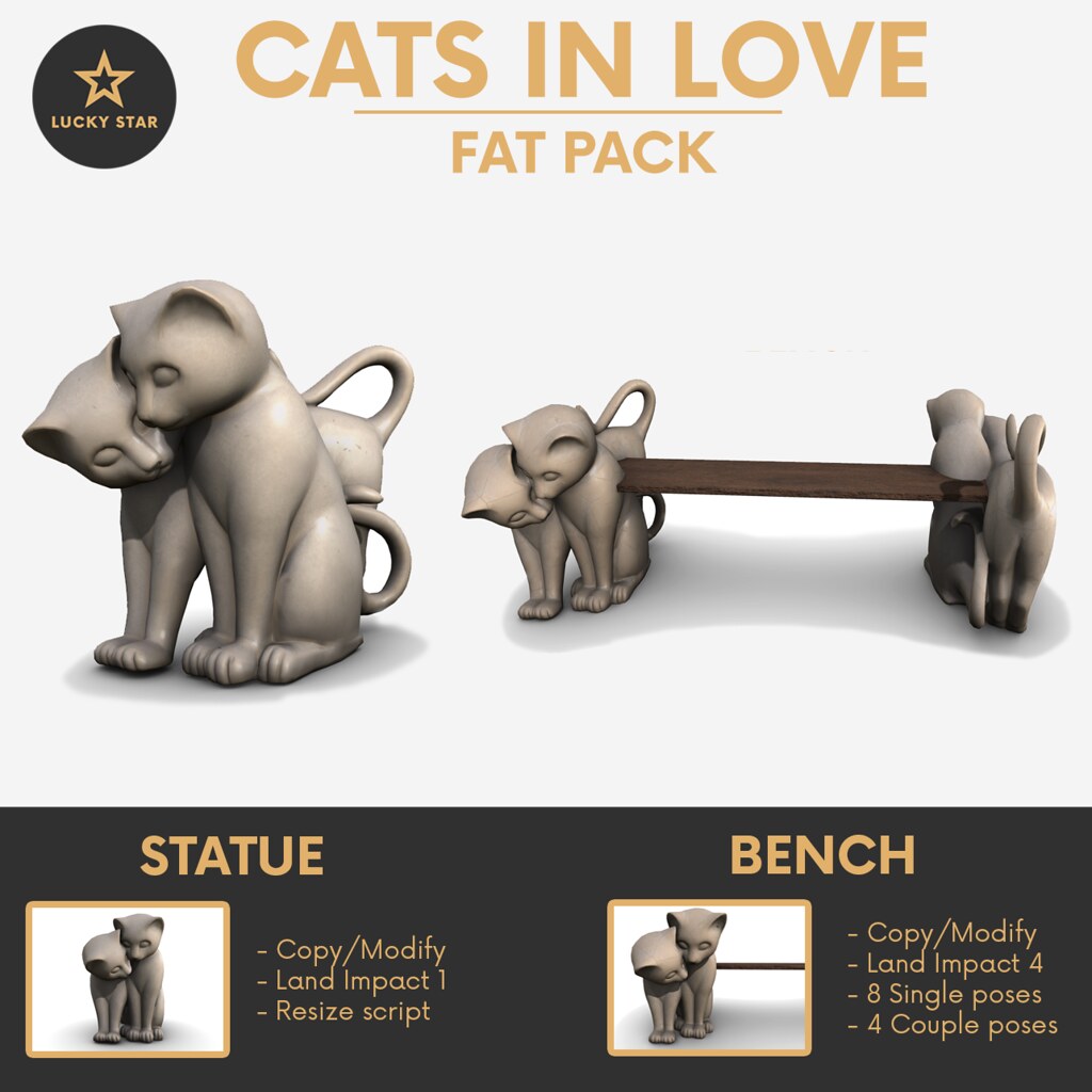 Cats in Love statue and Bench