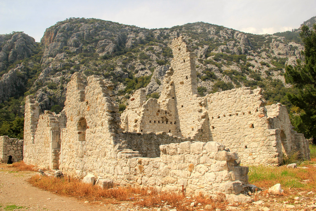 Olympos ruins, with mountains as a backdrop